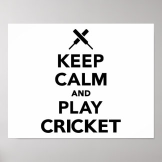 Ruhe behalten und Cricket spielen Poster