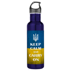 Ruhe behalten und das ukrainische Emblem Trident S Edelstahlflasche