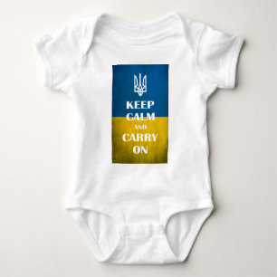 Ruhe behalten und das ukrainische Emblem-Trident w Baby Strampler