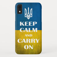 Ruhe behalten und das ukrainische Emblem-Trident w