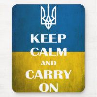 Ruhe behalten und das ukrainische Emblem-Trident w
