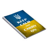 Ruhe behalten und das ukrainische Emblem-Trident w Notizblock (Rechte Seite)