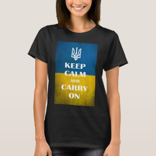 Ruhe behalten und das ukrainische Emblem-Trident w T-Shirt