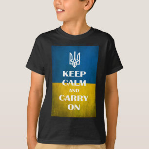 Ruhe behalten und das ukrainische Emblem-Trident w T-Shirt