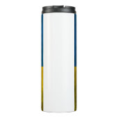 Ruhe behalten und das ukrainische Emblem-Trident w Thermosbecher (Rückseite)