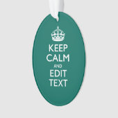 Ruhe behalten und den Text auf Aquamarin türkis ha Ornament (Vorderseite)