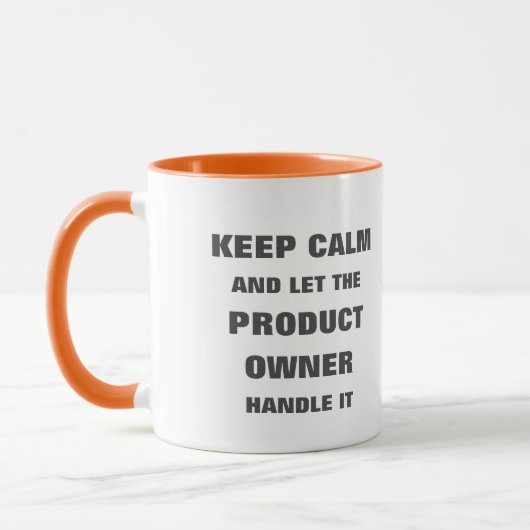 Ruhe behalten und der Besitzer des Produkts gelass Tasse (Links)