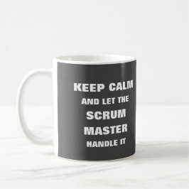 Ruhe behalten und der Scrum-Master-Griff gelassen Kaffeetasse
