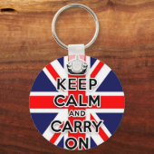 Ruhe behalten und die Flagge der Union Schlüsselanhänger (Vorderseite)