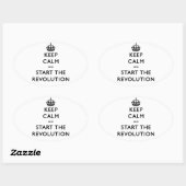 Ruhe behalten und die Revolution zu starten Ovaler Aufkleber (Blatt)