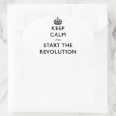 Ruhe behalten und die Revolution zu starten Ovaler Aufkleber (Tasche)