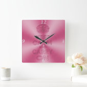 Ruhe behalten und die rosafarbenen Farbtöne beibeh Quadratische Wanduhr (Zuhause)