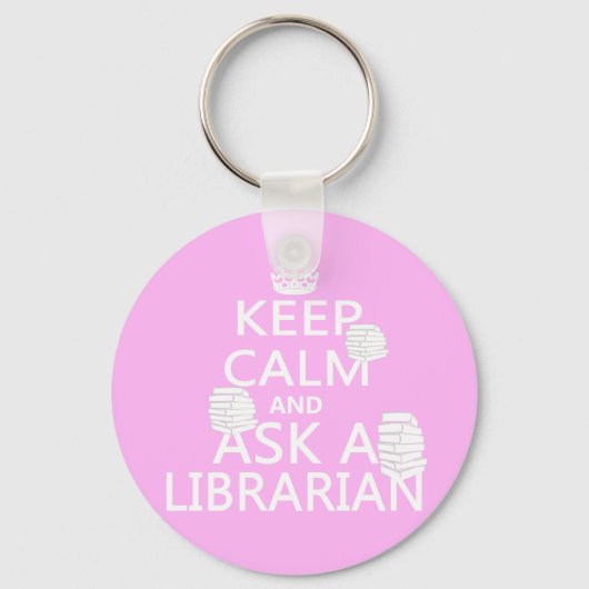 Ruhe behalten und ein Bibliothekar Gefragt Schlüsselanhänger (Vorderseite)