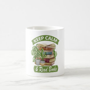 Ruhe behalten und ein Buch gelesen Kaffeetasse