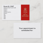 Ruhe behalten und eine Massage erhalten Terminkarte (Vorne/Hinten)