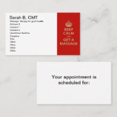 Ruhe behalten und eine Massage erhalten Terminkarte (Vorne/Hinten)