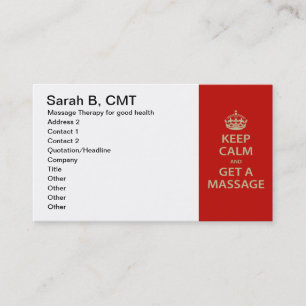 Ruhe behalten und eine Massage erhalten Terminkarte
