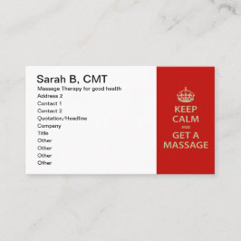 Ruhe behalten und eine Massage erhalten Terminkarte