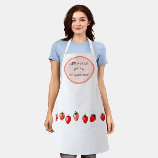 Ruhe behalten und Erdbeeren essen Schürze (Getragen)