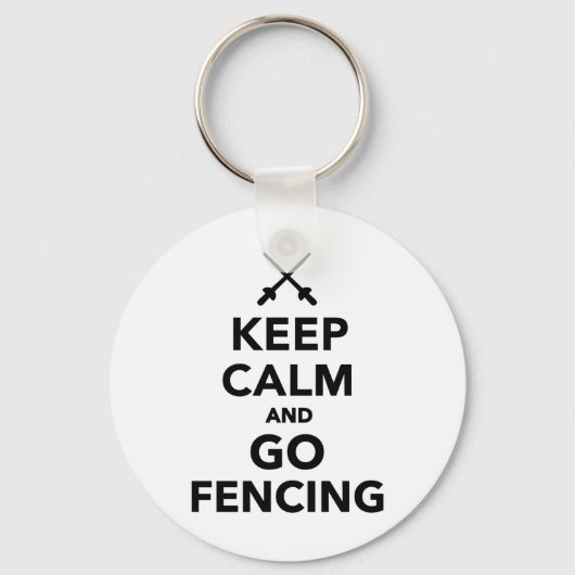 Ruhe behalten und Fencing betreiben Schlüsselanhänger (Vorderseite)