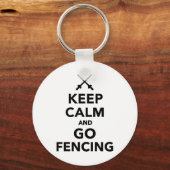 Ruhe behalten und Fencing betreiben Schlüsselanhänger (Vorderseite)