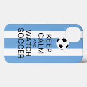 Ruhe behalten und Fußball Argentinien Blaue Streif Case-Mate iPhone Hülle (Rückseite (Horizontal))
