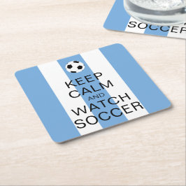 Ruhe behalten und Fußball Argentinien Blaue Streif Rechteckiger Pappuntersetzer