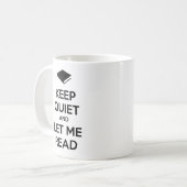 Ruhe behalten und Gelassen Lesen Kaffeetasse (Vorderseite Links)