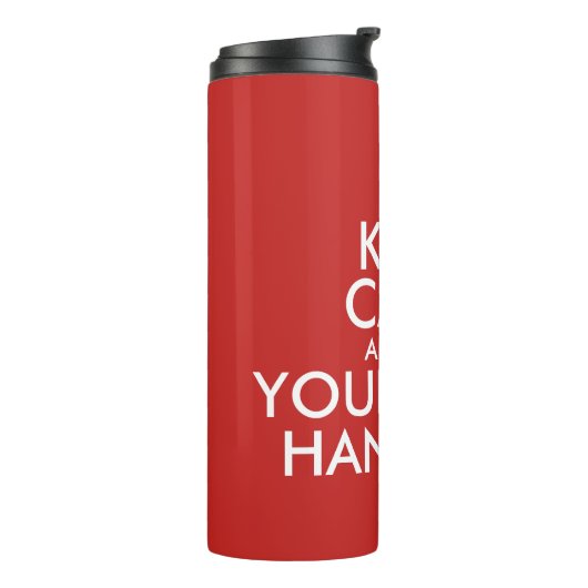 Ruhe behalten und gelassen mit der thermischen Sch Thermosbecher (Nach links gedreht)