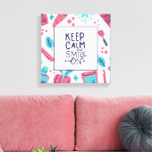 Ruhe behalten und Lächeln auf | Niedlicher Satz Leinwanddruck (Insitu (Wohnzimmer))