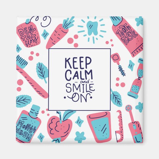 Ruhe behalten und Lächeln auf | Niedlicher Satz Magnet (Vorne)