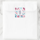 Ruhe behalten und Lächeln auf | Niedlicher Satz Quadratischer Aufkleber (Tasche)