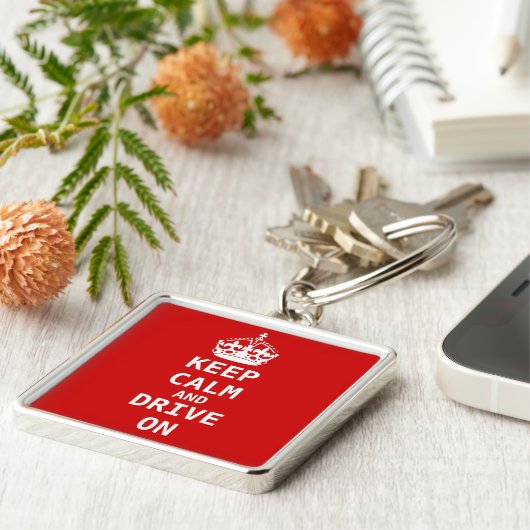 Ruhe behalten und LAUFWERK AUF Schlüsselanhänger (Seite)