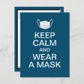 Ruhe behalten und Maske tragen Postkarte (Vorne/Hinten)