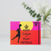 Ruhe behalten und Netball-Slogan wiedergeben Postkarte (Stehend Vorderseite)