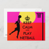Ruhe behalten und Netball-Slogan wiedergeben Postkarte (Vorne/Hinten)