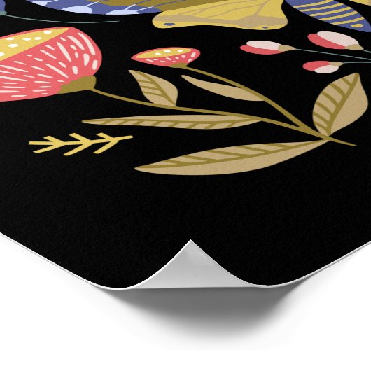 Ruhe behalten und nette Blume der Volkskunst sein Poster (Ecke)