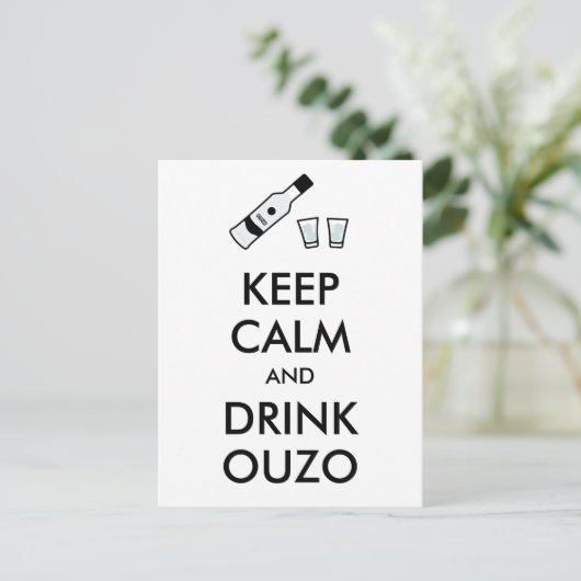 Ruhe behalten und Ouzo trinken Postkarte (Stehend Vorderseite)