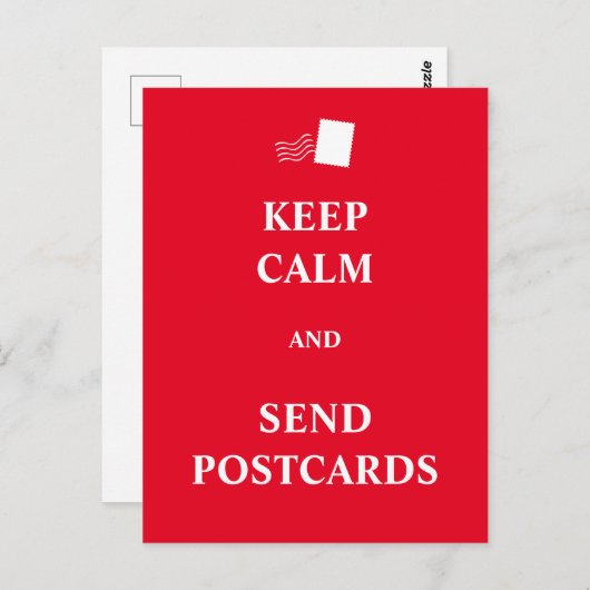 Ruhe behalten und Postkarten versenden (Vorne/Hinten)