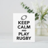 Ruhe behalten und Rugby spielen Postkarte (Stehend Vorderseite)
