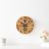 Ruhe behalten und Rum tragen Runde Wanduhr (Zuhause)