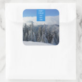 Ruhe behalten und Ski on Quadratischer Aufkleber (Tasche)