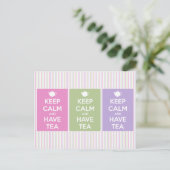 Ruhe behalten und Tee Collage Postkarte haben (Stehend Vorderseite)