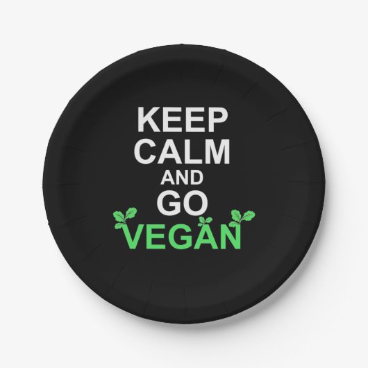 Ruhe behalten und Vegan werden Pappteller (Vorderseite)