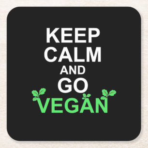 Ruhe behalten und Vegan werden Rechteckiger Pappuntersetzer