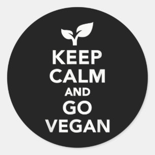 Ruhe behalten und Vegan werden Runder Aufkleber