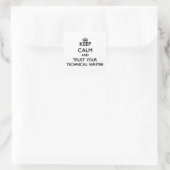 Ruhe behalten und Vertrauen Sie Ihrem technischen Quadratischer Aufkleber (Tasche)