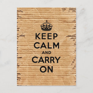 Ruhe behalten und Vintages Pappe tragen Postkarte
