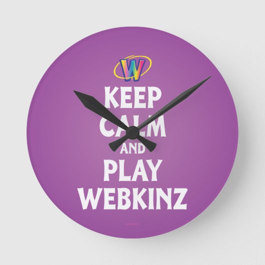 Ruhe behalten und Webkinz wiedergeben Runde Wanduhr (Vorderseite)