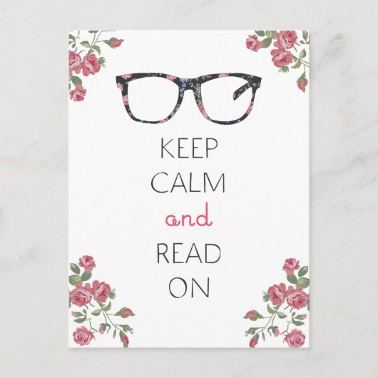 Ruhe behalten und weiter lesen postkarte (Vorderseite)